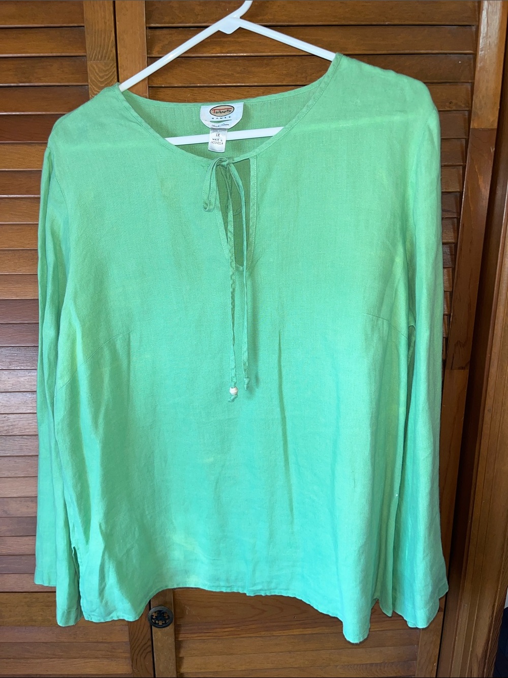Talbots Womens Irish Linen Mint Green Top Size 1X